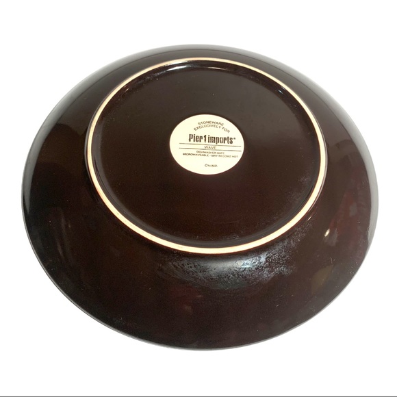 Pier 1 Midcentury Two-Tone Brown Wave Swirl Motif Salad Plate Replacement - Picture 3 of 3
